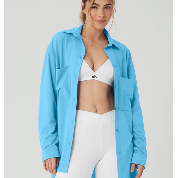 ISO/ALO BLUE BUTTON DOWN JACKET - Picture 2 of 2